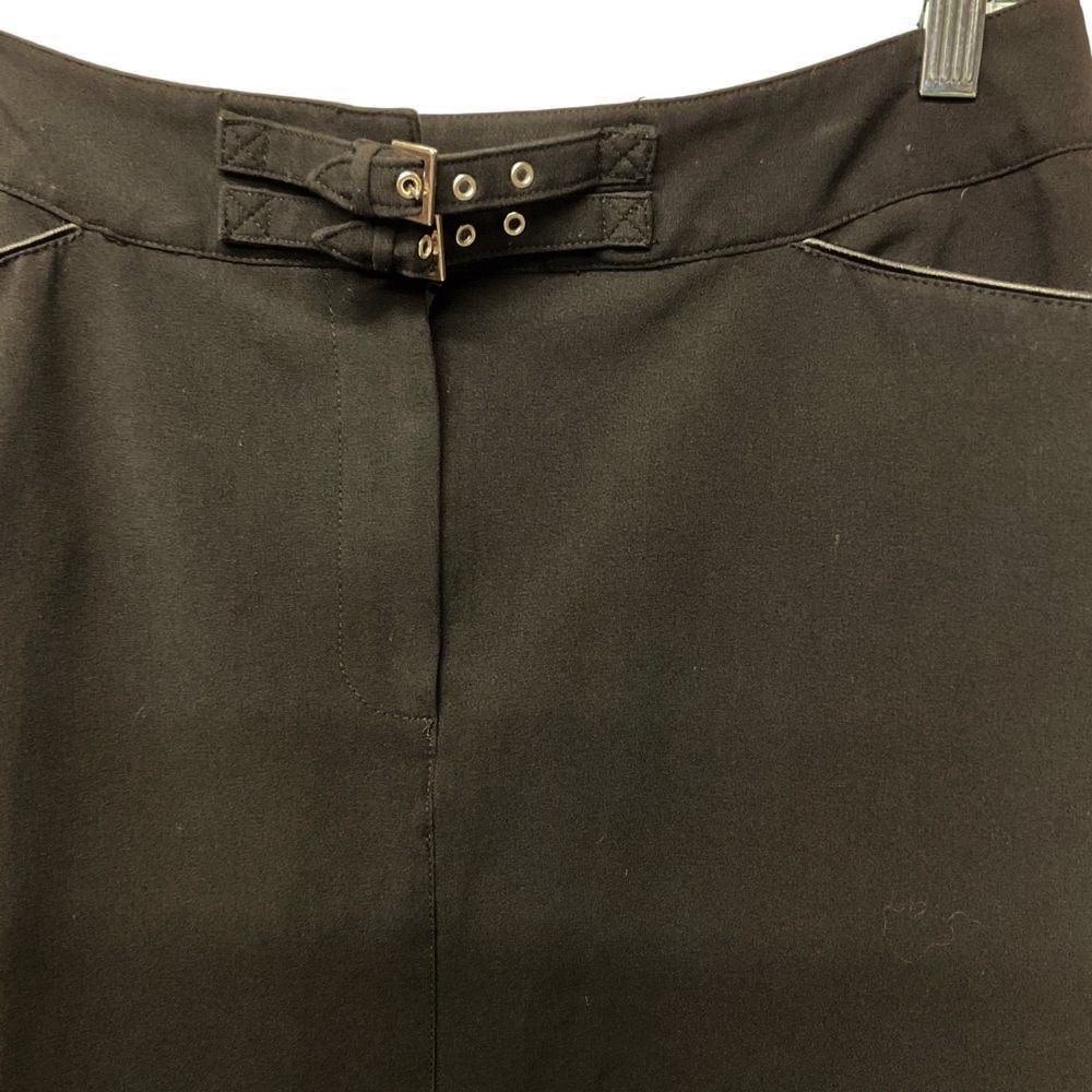 Larry Levine‎ Stretch Pencil Skirt Black Buckle Size 12 Classic Work Minimalist - Picture 4 of 16